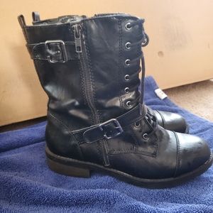 Vegan leather combat boots